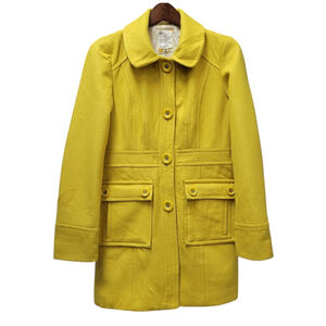 Tulle Front Button Coat Yellow Women's Size Small. Excellent Condition Pre-owned